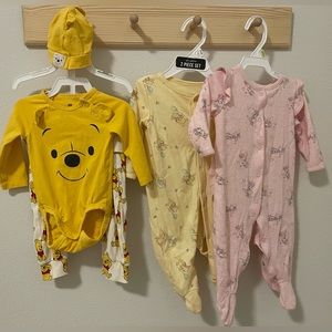 Set of 4 Baby cloths 3M,3-6M Pooh and Minnie mouse